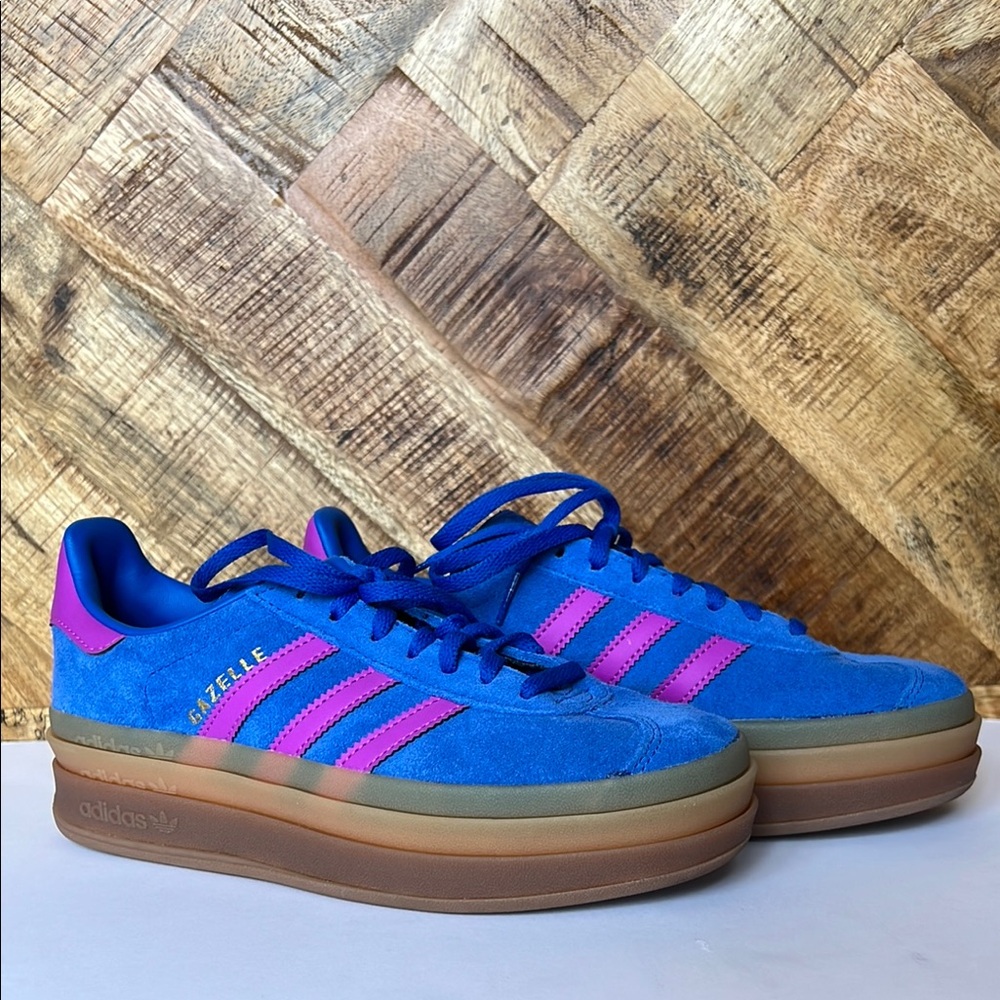 Adidas Gazelle Blue and Pink Sneakers
